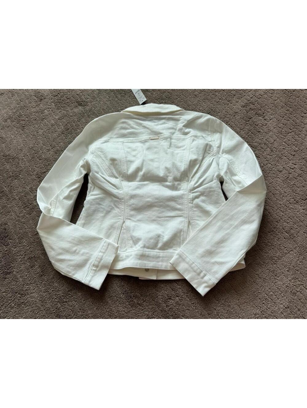 WHBM Women’s Grommet Detail Trucker White Jacket Size M $160 - Picture 5 of 7